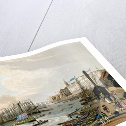 A View of London Bridge and the Custom House, with the Margate Steam Yachts, pub. 1820 by Colnaghi & Co. by Robert the Elder & Younger Havell