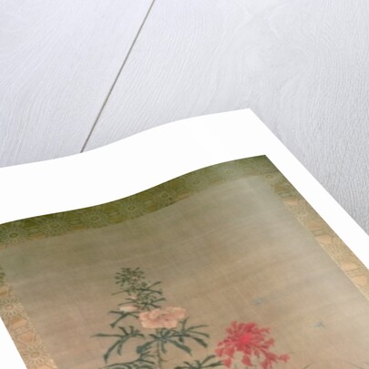 Cat amongst flowers by Japanese School