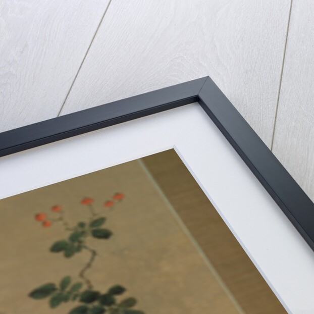 Pheasant, bullfinch, flowers and rock, c.1800 by Ariwara Baikei