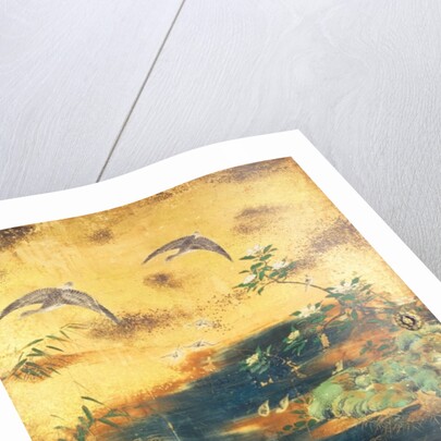 Birds and flowers sliding-door panel by Japanese School
