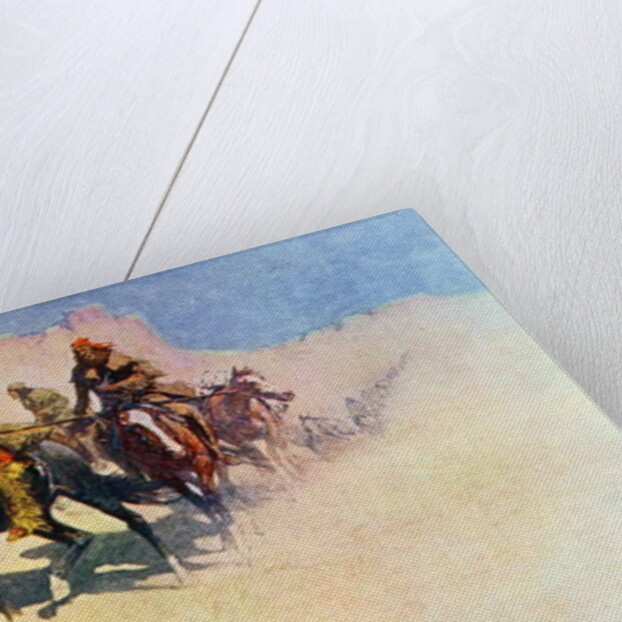 Jedediah Smith making his way across the desert from Green River to the Spanish settlements at San Diego by Frederic Remington