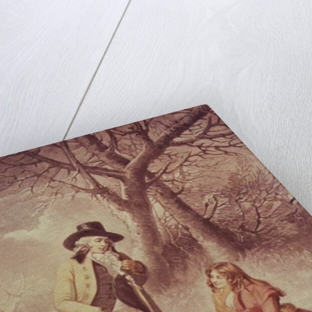 Gentleman and woman in a wintry scene by George Morland