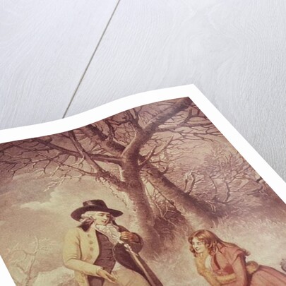 Gentleman and woman in a wintry scene by George Morland