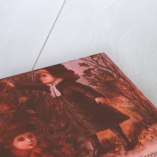 Two Victorian Children Collecting Autumn Berries and Mistletoe by English School