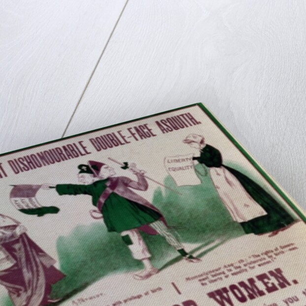 Women's Suffrage Poster 'The Right Dishonourable Double-Face Asquith', c.1910 by English School