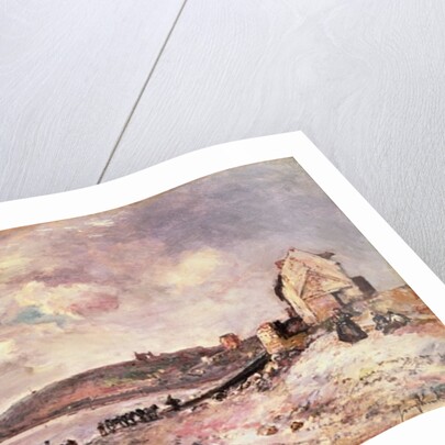 Seascape with ponies on the beach by Johan-Barthold Jongkind