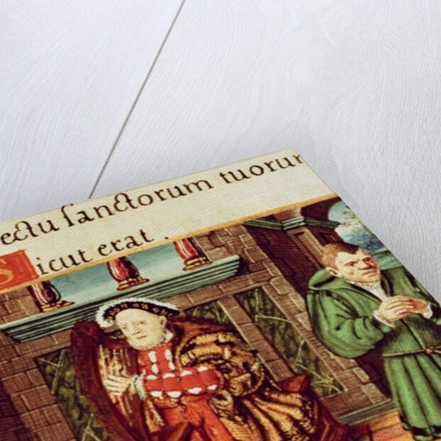 Henry VIII Playing a Harp with his Fool Wil Somers by English School