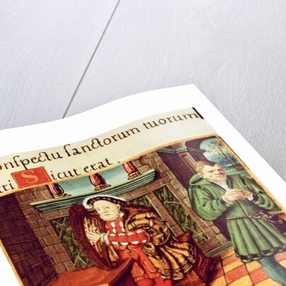 Henry VIII Playing a Harp with his Fool Wil Somers by English School