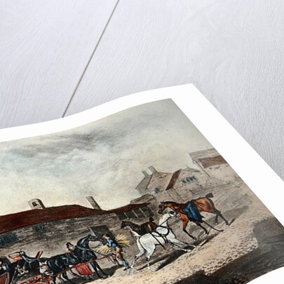 The Mail Coach Changing Horses, engraved by R. Havell, 1815 by James (after) Pollard