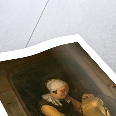 An Old Woman Scouring a Pot, c.1660 by Godfried Schalken or Schalcken