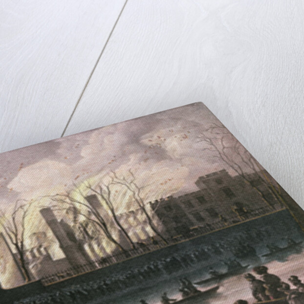 View of a fire at Whitehall Palace by School English