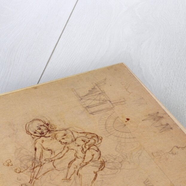 Studies for a Virgin and Child and of Heads in Profile and Machines, c.1478-80 by Leonardo da Vinci