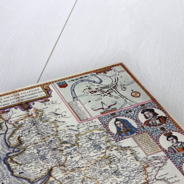 Map of Lancaster divided into hundreds, 1610 by English School