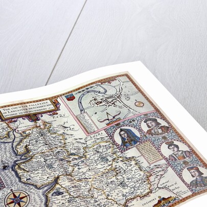 Map of Lancaster divided into hundreds, 1610 by English School