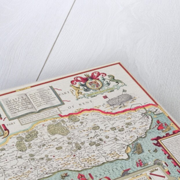 Sussex, engraved by Jodocus Hondius from John Speed's Theatre of the Empire of Great Britain, pub. by John Sudbury and George Humble, 1611-12 by John (after) Speed