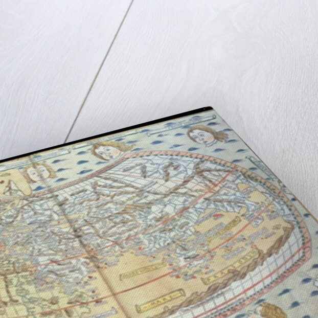 Map of the world, based on descriptions and co-ordinates given in 'Geographia', first published in Ulm, Germany by Ptolemy