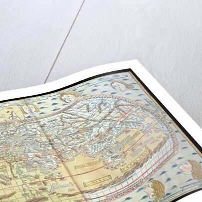 Map of the world, based on descriptions and co-ordinates given in 'Geographia', first published in Ulm, Germany by Ptolemy