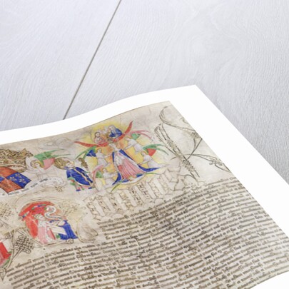 Illumination from the Charter of King's College Cambridge, 1446 by English School