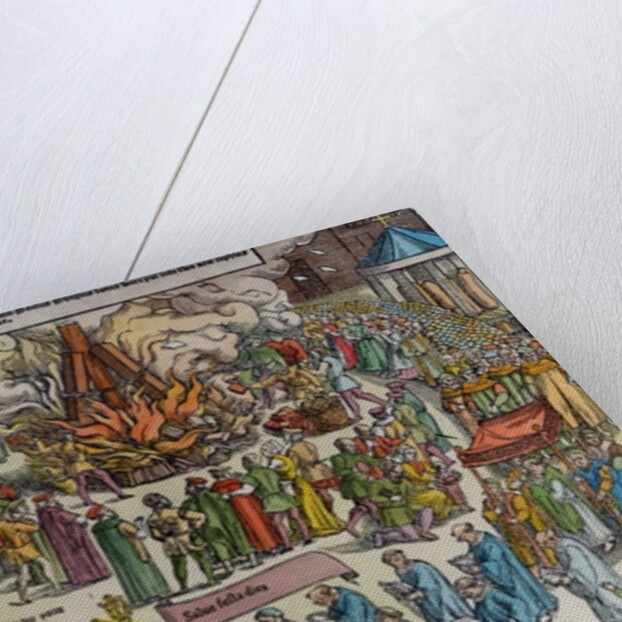 The Burning of the Remains of Martin Bucer and Paul Fagius on Market Hill in Cambridge in 1557 by English School