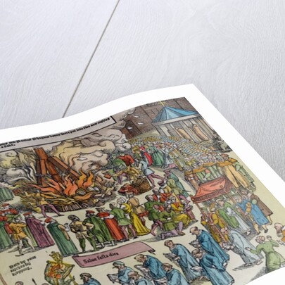 The Burning of the Remains of Martin Bucer and Paul Fagius on Market Hill in Cambridge in 1557 by English School