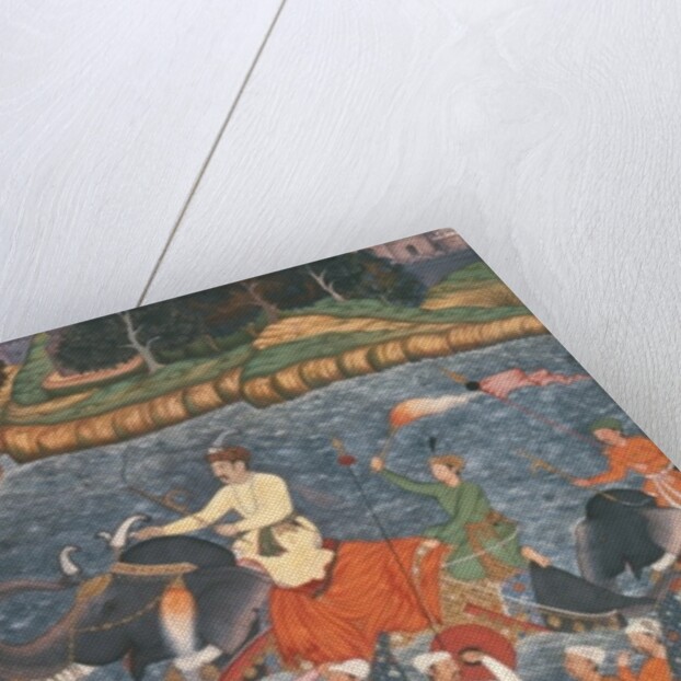 Emperor Akbar crossing the River Ganges in 1567 by Mughal School