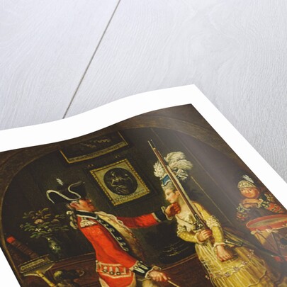 Corporal Cartouch teaching Miss Camp-Love her Manual Exercise, 1778 by John Collet