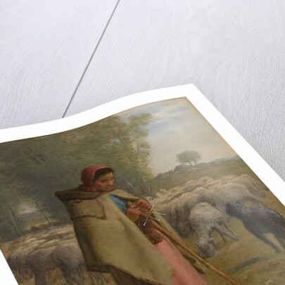 Young Girl Guarding her Sheep, c.1860-62 by Jean-Francois Millet