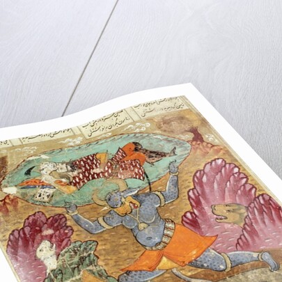 Rostam carried by Akwan-Diwa by Persian School