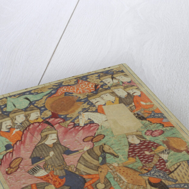 Duel on horseback between Rostam and Afrasiab by Persian School