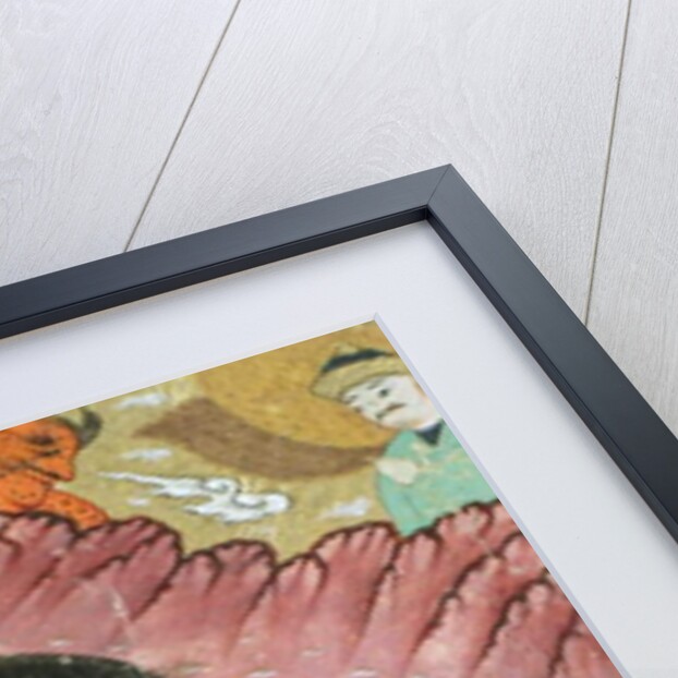 Rostam killing the White Demon in a cave by Persian School