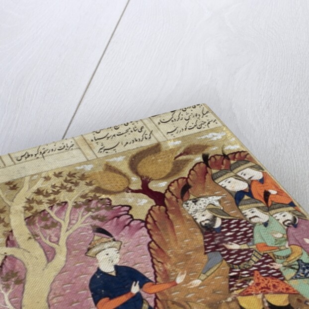 Knights finding the fallen Kawus by Persian School