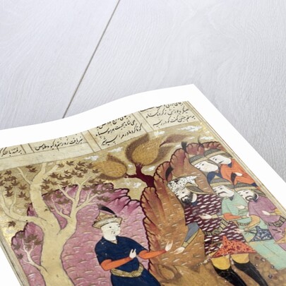 Knights finding the fallen Kawus by Persian School