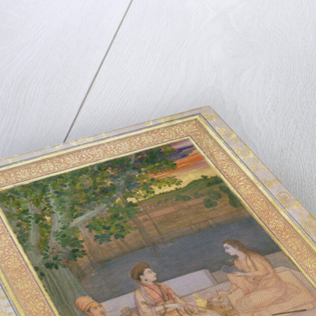 A woman with her maids in rural gardens, late 17th century by Persian School