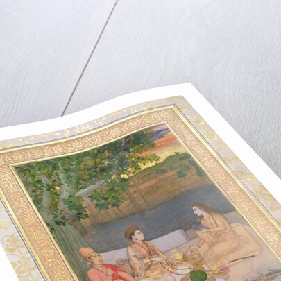 A woman with her maids in rural gardens, late 17th century by Persian School