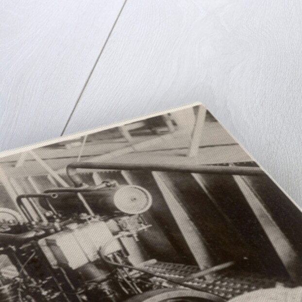 One of the 14 ps Daimler motors of the prototype airship Zeppelin LZ1, Friedrichshafen, 1900 by German Photographer