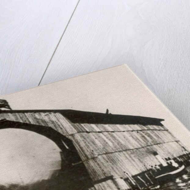 The prototype airship Zeppelin LZ1 in floating hangar in the Bay of Manzell, Lake Constance, Friedrichshafen, 1900 by German Photographer