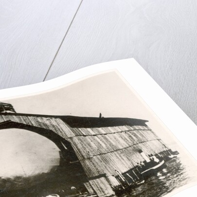 The prototype airship Zeppelin LZ1 in floating hangar in the Bay of Manzell, Lake Constance, Friedrichshafen, 1900 by German Photographer