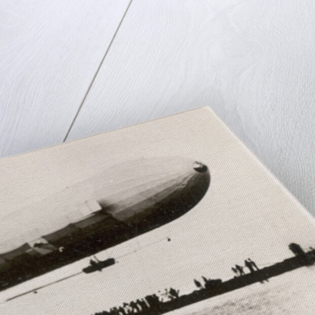The first flight of the prototype airship Zeppelin LZ1, shown above a boat on Lake Constance, Friedrichshafen, 2nd July 1900 by German Photographer