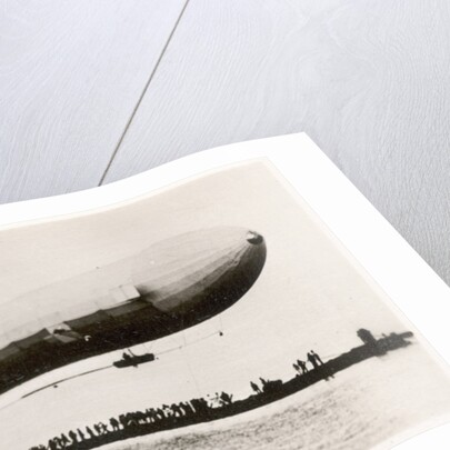 The first flight of the prototype airship Zeppelin LZ1, shown above a boat on Lake Constance, Friedrichshafen, 2nd July 1900 by German Photographer