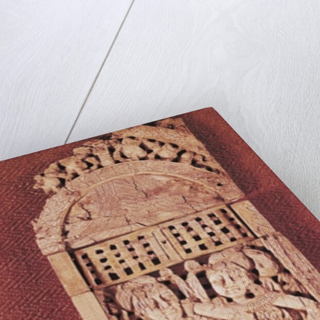 Carved Indian plaque depicting two female figures under a torana by School Afghan