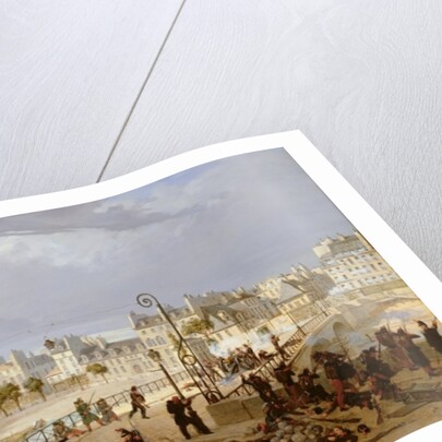 An Attack on a Barricade on the Pont de l'Archeveche, 1849 by Philippe Marie Chaperon