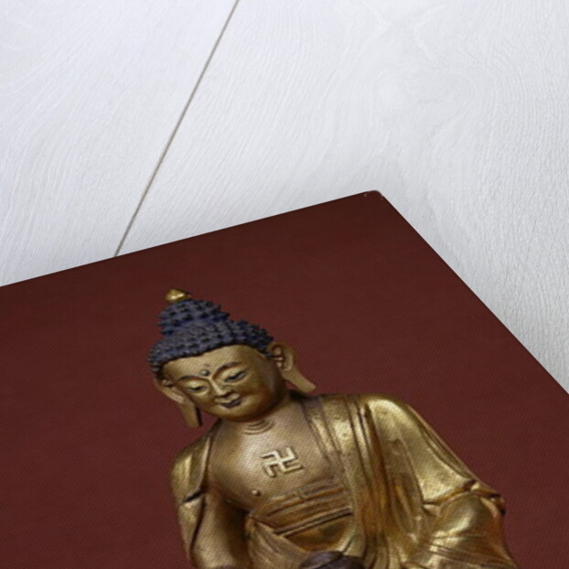 Buddha Amitayus seated in meditation holding the vase of nectar in his lap by Tibetan School