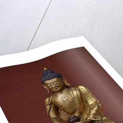 Buddha Amitayus seated in meditation holding the vase of nectar in his lap by Tibetan School