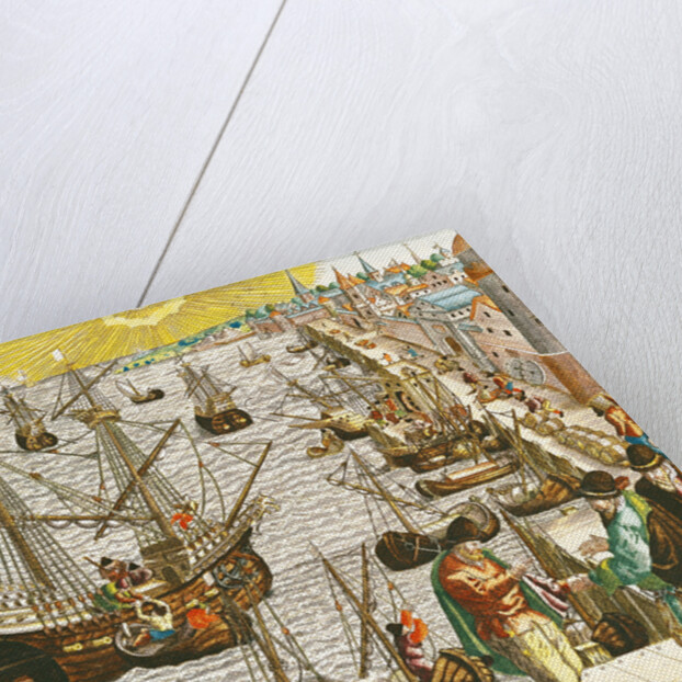 Departure from Lisbon for Brazil, the East Indies and America by Theodor de Bry