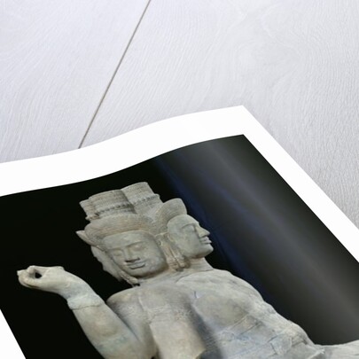 Sculpture of Brahma with four faces, from Batambang, Cambodia, Koh Ker style, mid 10th century by Cambodian School