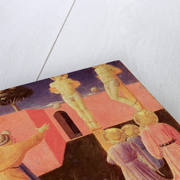 The Crucifixion and Stoning of SS. Cosmas and Damian, predella from the Annalena Altarpiece, 1434 by Fra Angelico