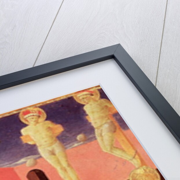 The Crucifixion and Stoning of SS. Cosmas and Damian, predella from the Annalena Altarpiece, 1434 by Fra Angelico