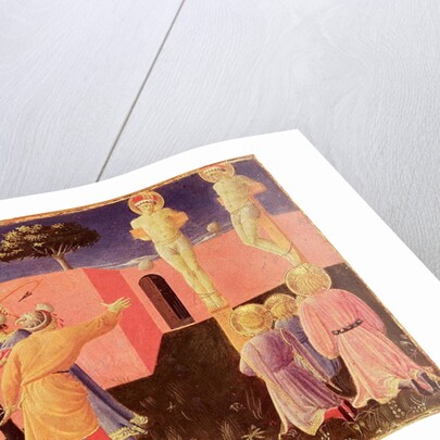 The Crucifixion and Stoning of SS. Cosmas and Damian, predella from the Annalena Altarpiece, 1434 by Fra Angelico