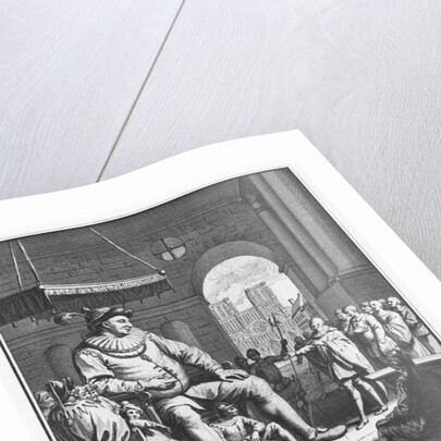 Master Janotus harangues Gargantua to give back the bells by Pierre Tanje