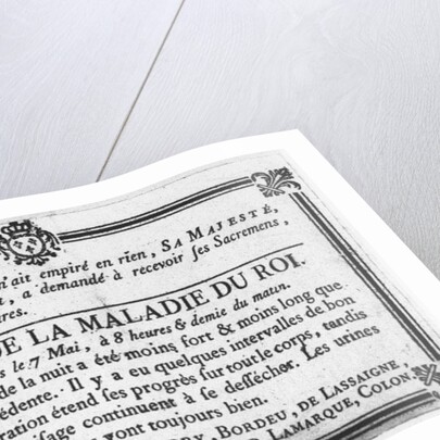 Medical bulletin about the illness of Louis XV by French School